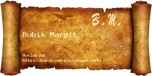 Bubik Margit névjegykártya
